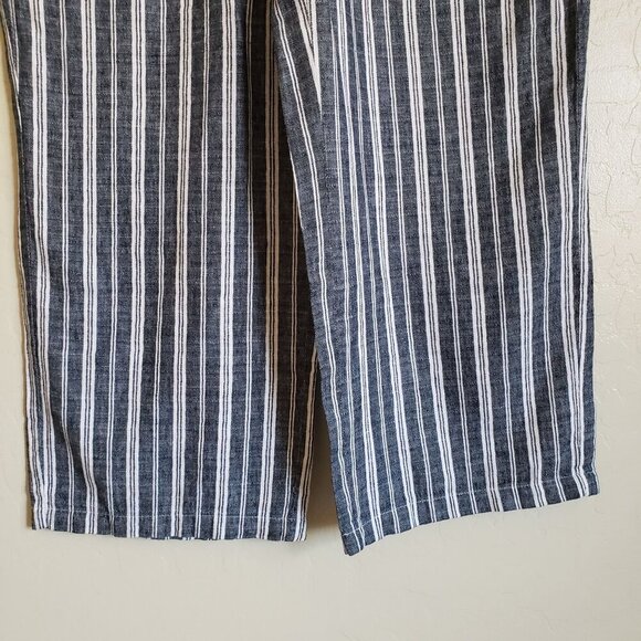 Old Navy Linen Blend High-Rise Wide Leg Pants Striped Size Large Beachy Coastal - Picture 5 of 10
